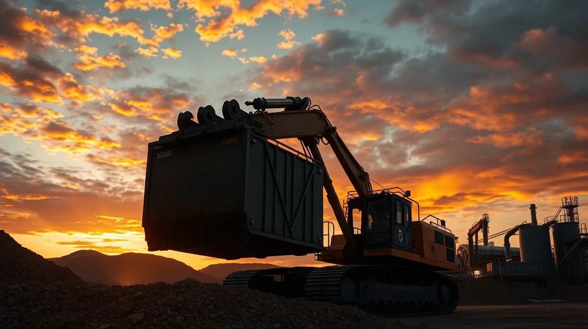 Industrial gold mining operation at sunset representing Idaho Strategic Resources.
