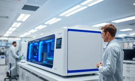 Illumina NovaSeq X DNA sequencing machine in a modern laboratory, representing the company's core growth driver.