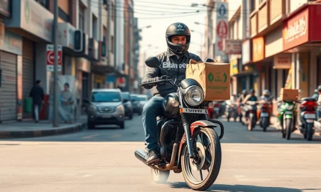 inDrive delivery rider with groceries in Pakistan following KraveMart acquisition
