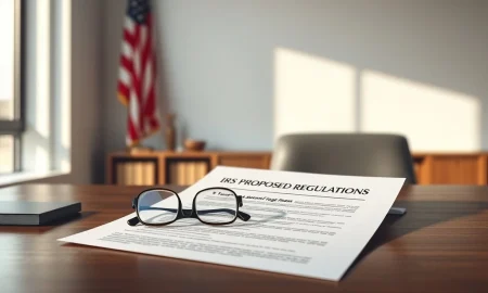 IRS proposed regulations document for the Trump Accounts savings program on a desk.