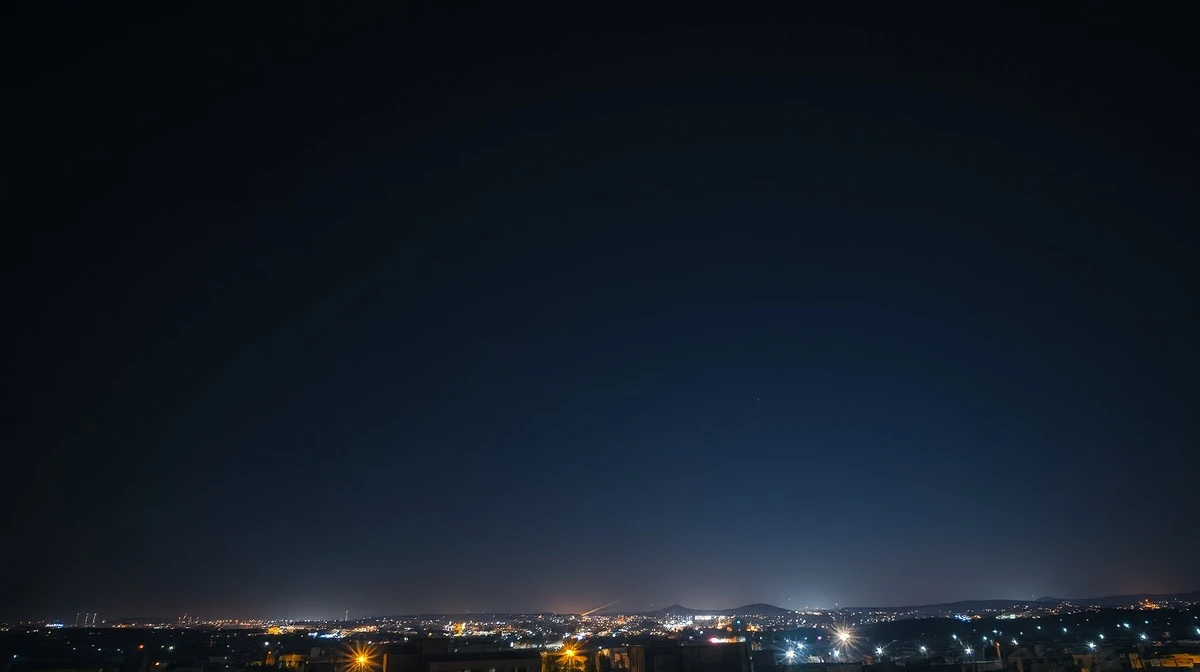 Illustration of missile defense interceptors in a night sky over an urban landscape.
