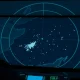 Military radar screen showing activity over the Red Sea region.