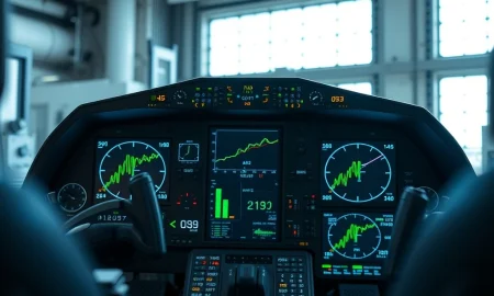 Aerospace technology stock ISSC shows strong momentum with cockpit instrument panel displaying upward trends