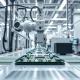 Jabil JBL stock analysis showing advanced electronics manufacturing in a clean room facility.