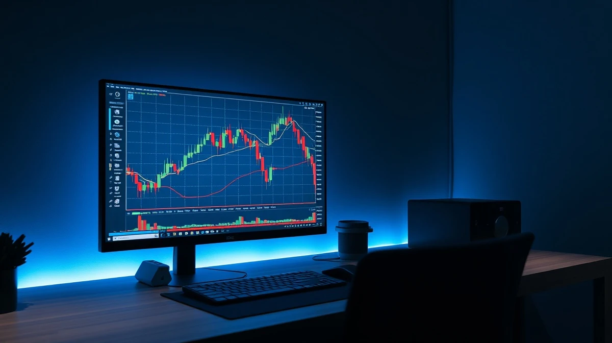 A trading screen showing a cryptocurrency chart, representing James Wynn's leveraged Bitcoin short position.