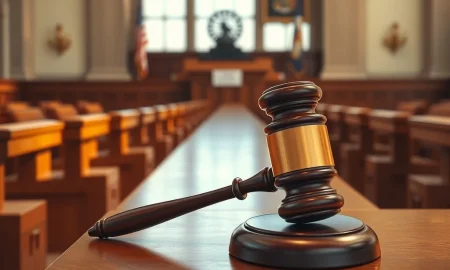 A judge's gavel symbolizes the court ruling blocking Meta's exaggerated claims in the social media liability trial.