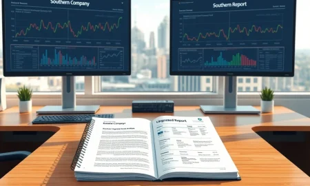Financial analyst workspace with Keybanc research report upgrading Southern Company Corporate Bond (SOJE) price target