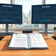 Financial analyst workspace with Keybanc research report upgrading Southern Company Corporate Bond (SOJE) price target