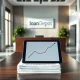 loanDepot Q4 earnings report showing financial documents and a performance graph in a corporate setting.