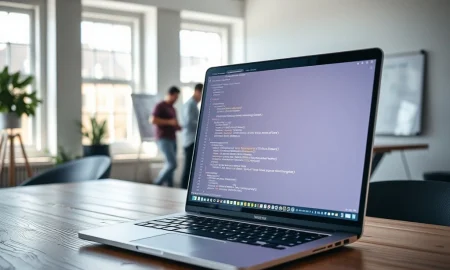 Lovable's vibe-coding platform interface shown on laptop in Stockholm workspace