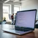 Lovable's vibe-coding platform interface shown on laptop in Stockholm workspace
