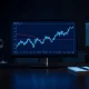 LOW stock chart crossing below its 200-day moving average on a financial terminal, signaling a critical technical analysis event.