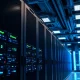 Inside a modern data center showing Lumen Technologies' network infrastructure and server racks.