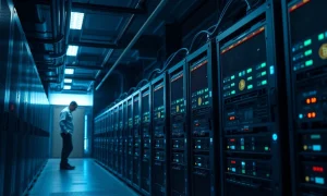 Bitcoin mining data center server room with Marathon Digital Holdings mining equipment.