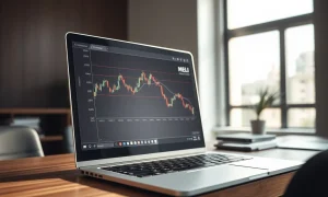 MercadoLibre MELI stock chart showing a sharp decline on a trading platform screen.