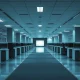 Empty office corridor symbolizing Meta's reported 20% workforce reduction plan.