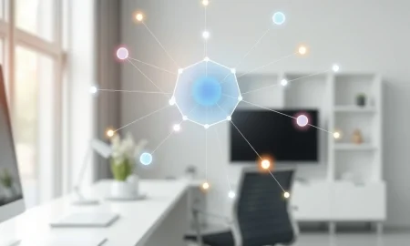 Visualization of an AI agent social network or agent graph, representing Meta's strategic acquisition of Moltbook.