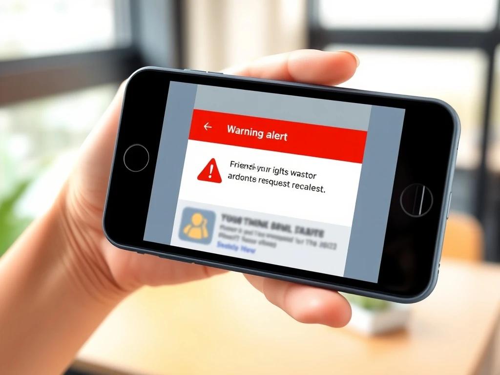Meta scam detection tools warning alert on a smartphone screen for Facebook, WhatsApp, and Messenger security.