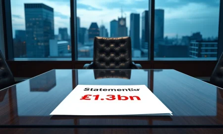 Document showing the £1.3bn creditor shortfall from the MFS financial services collapse on a boardroom table.