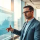Financial analyst reviewing Microsoft MSFT stock data and 13F filings in professional office setting