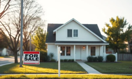 A house for sale as mortgage rates reach 6%, symbolizing housing market pressures.