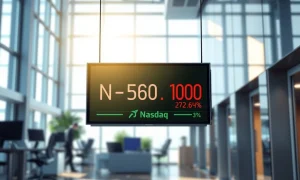 Nasdaq 100 stock ticker showing market volatility with Marvell Technology and MicroStrategy as key movers