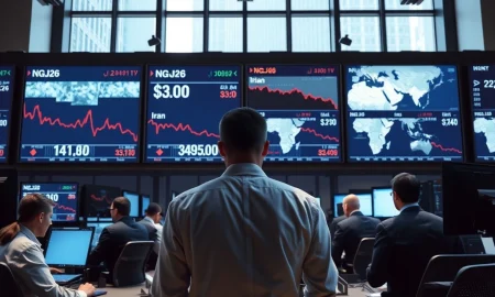 Natural gas trading floor reacts to falling prices amid Iran war developments