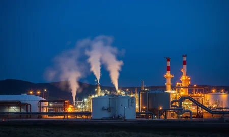 Natural gas processing facility during global supply crisis affecting energy markets