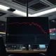 NRGD ETF graph showing sharp decline into oversold territory on trading desk monitor.