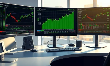 Professional trading desk showing NVIDIA NVDA stock options data and real-time charts for March 23rd expiration