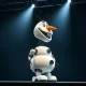 Robotic snowman Olaf on stage at Nvidia's GTC conference demonstrating robotics technology.