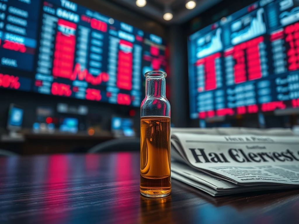 Crude oil vial symbolizing the price spike that caused major stock market declines in March 2026.