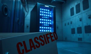 AI server in a secure data center representing the OpenAI Pentagon partnership and surveillance concerns.