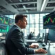 Professional trader analyzing unusual options activity for ORCL, HD, and FCX stocks on financial monitors.