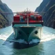 Container ship transiting the Panama Canal during Strait of Hormuz shipping crisis