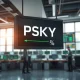 Stock ticker display showing Paramount Skydance PSKY symbol and 2% yield mark in a financial newsroom.
