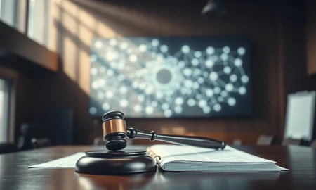 Legal gavel on documents representing the Pentagon's lawsuit against Anthropic AI.