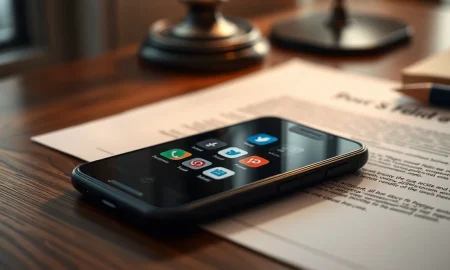 Smartphone on desk with social media icons as Pinterest CEO calls for ban.