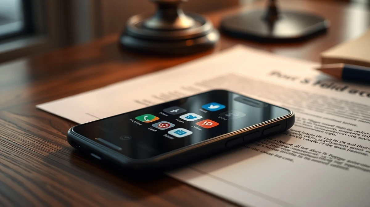Smartphone on desk with social media icons as Pinterest CEO calls for ban.
