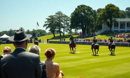 A polo match at an exclusive club, representing the social circle of the accused couple.