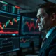 A trader monitors falling GBP/USD currency charts on a financial trading floor.