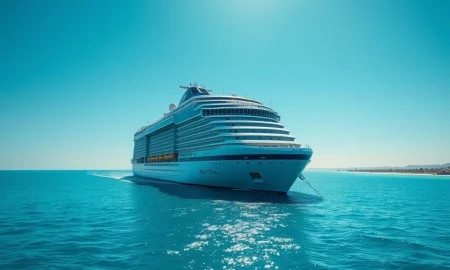 Royal Caribbean cruise ship sailing, representing RCL's strong EBITDA growth and profitability surge in 2026.