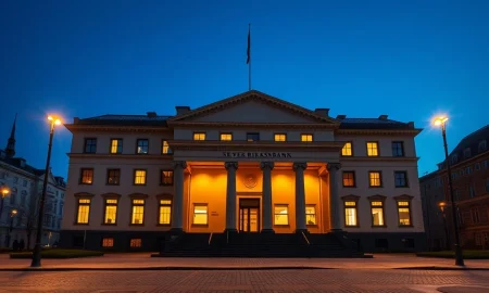 Sveriges Riksbank headquarters in Stockholm where critical monetary policy decisions affecting the Swedish krona are made