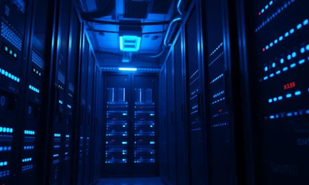 Secure server room representing Ripple's XRP Ledger infrastructure and security upgrade.