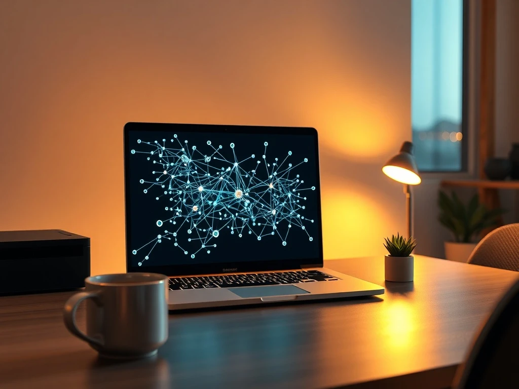 Rox AI sales automation platform with AI agents managing CRM data and customer insights on a laptop in a modern office.