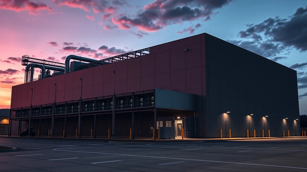 Exterior of a large modern data center, the subject of a proposed construction ban by Sanders and AOC.