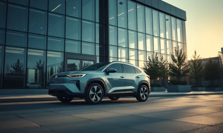 Faraday Future electric vehicle outside corporate offices following SEC investigation closure.