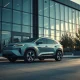 Faraday Future electric vehicle outside corporate offices following SEC investigation closure.