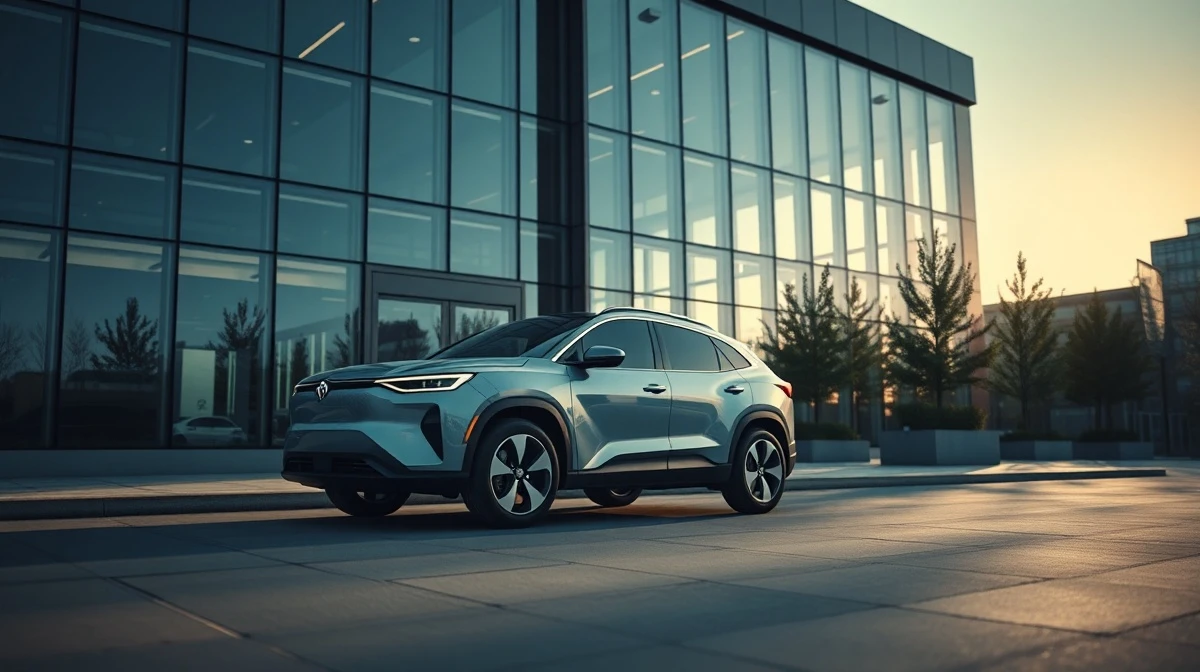 Faraday Future electric vehicle outside corporate offices following SEC investigation closure.