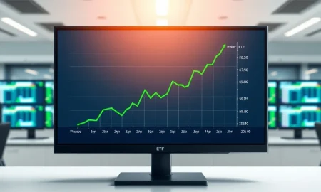 SGOV ETF chart showing significant inflow surge on a professional trading desk monitor.